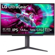 27" LG 27GR93U-B (игровой, 16:9, 3840x2160, IPS, 240 Гц, AMD FreeSync Premium/NVIDIA G-Sync, DHDR400/HDR10, 2xHDMI+DP, 3.5 jack+2xUSB+MIC, регулировка высоты, портретный режим, VESA100)