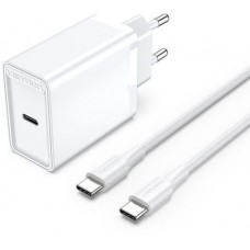 Vention <FAHWF-EU> Зарядное устройство USB (Вых.DC5/9/12V, 25W,USB-C, кабель USB-C)