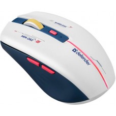 Мышь беспроводная игровая Defender Dila MM-282 (ноутбучная игровая мышь для ПК, беспроводная радио, сенсор оптический 1800 dpi, 6 кнопок, колесо с нажатием, цвет белый/темно-синий) (52282)