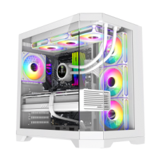 Корпус ATX Без БП GameMax HYPE-A WH (Куб, Tempered Glass, 1xUSB-A 3.2 5Гбит/с, 1xUSB-C 3.2 5Гбит, HD Audio+Mic, 4x120mm ARGB Fan (FN12A-S8I), VGA MAX 400mm, CPU MAX 157mm, пылевые фильтры) White