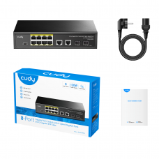 Коммутатор Cudy GS1010PS2 (8xPoE 1Gbit RJ45 + 2x1Gbit RJ45 Uplink + 2x1Gbit SFP, Unmanaged, 120W)