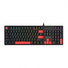 Клавиатура A4Tech Bloody S520N (игровая для ПК, механическая, Bloody BLMS Red Plus, ход линейный/тихие, пластик, интерфейс подключения - USB-A, подсветка, кириллица: да, цвет черный )
