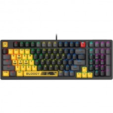 Клавиатура A4Tech Bloody S98 Sports Lime BLMS(игровая для ПК, механическая, Bloody BLMS Red, ход линейный, пластик, интерфейс подключения - USB-A, кириллица: да, цвет черный/желтый )