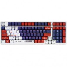 Клавиатура A4Tech Bloody S98 Sports Navy BLMS(игровая для ПК, механическая, Bloody BLMS Red, ход линейный, пластик, интерфейс подключения - USB-A, кириллица: да, цвет белый/красный/темно-синий )