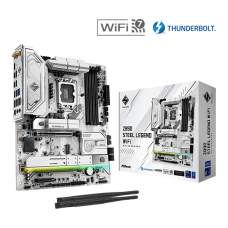 MB ASRock Z890 Steel Legend WiFi Soc-1851 (Z890) White 2xPCI-Ex16 PCI-Ex4 4xM.2+M.2 (WiFi/BT) 2.5GbE LAN WiFi 7 BT 5.4 3xARGB+RGB RAID 0/1/5/10 4xDDR5 9466MHz+ 2xType-C+HDMI ATX RTL