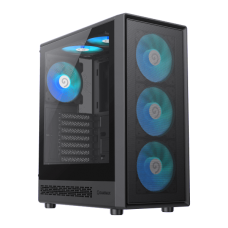 Корпус ATX Без БП GameMax Storm 2 AB (Tempered Glass, U3x1+U2x1+TYPE-C(U2), Combo Audio, 5*120MM ARGB Fan(FN12A-S6), 1*120MM ARGB Fan(FN12A-M6), HD Audio+Mic, VGA MAX 330mm, CPU MAX 155mm, пылевые фильтры) Black
