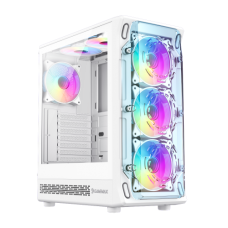 Корпус ATX Без БП GameMax Vista COC WH (Куб, Tempered Glass, USB3.0*1+1xUSB2.0 +1x Type-C (U2), FN12A-SQ2*4-ARGB, FN12A-MQ2*1-ARGB, VGA MAX 330mm, CPU MAX 155mm, пылевые фильтры) White