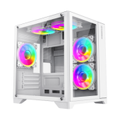 Корпус MicroATX Без БП GameMax Infinity Mini (Tempered Glass, USB3.0*1+2xUSB2.0, HD Audio+Mic, 7x120mm ARGB Fan is not on, VGA MAX 330mm, CPU MAX 155mm, пылевые фильтры) White