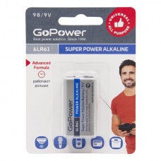 [NEW] GoPower 00-00017863 Батарейка GoPower Крона 6LR61 BL1 Alkaline 9V (1/10/240) (1 шт.)