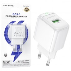 B-13802 BOROFONE BAS42A/ Сетевое ЗУ + Кабель Type-C 1m/ QC 3.0/ 1 USB/ Выход: 18W/ White