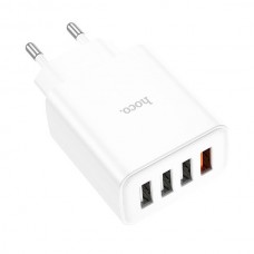 Hoco <C102A White> Зарядное устройство USB (Вых. DC5V, 4xUSB, 18W, кабель microUSB)