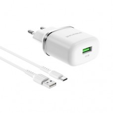 [NEW] B-15975 BOROFONE BA36A/ Сетевое ЗУ/ QC 3.0/ 1 USB/ Выход: 6.5V_9V_12V, 18W/ White
