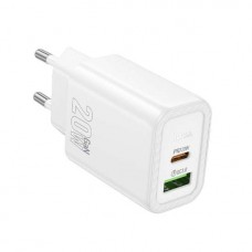 [NEW] HC-44280 HOCO N61/ Сетевое ЗУ + Кабель Type-C-Type-C/ PD + QC 3.0/ 2 USB/ 20W/ White