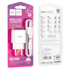 [NEW] HC-83912 HOCO C106A/ Сетевое ЗУ + Кабель Type-C 1m/ 1 USB/ Выход: 10.5W/ White
