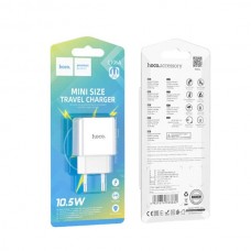 [NEW] Блок питания сетевой 1 USB HOCO C106A Leisure, 2.1A, белый (1/36/216) 6931474783882