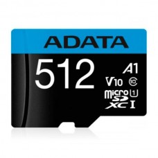ADATA Premier <AUSDX512GUICL10A1-RA1> microSDXC Memory Card 512Gb V10 A1 UHS-I U1 Class10 + microSD->SD Adapter