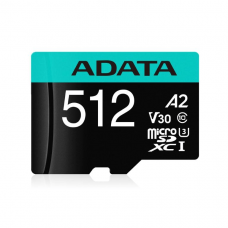 ADATA Premier Pro <AUSDX512GUI3V30SA2-RA1> microSDXC Memory Card 512Gb V30 UHS-I U3 A2 Class10+microSD->SD Ad.