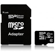 Silicon Power <SP032GBSTHBU1V10-SP> microSDHC Memory Card 32Gb UHS-I U1 + microSD->SD Adapter
