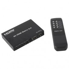 Orient <HSP0204HN-2.0> 4K HDMI Switch/Splitter (2in -> 4out, ver2.0, Jack 3.5mm, S-PDIF, ПДУ) + б.п.