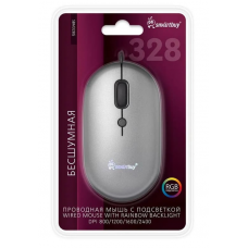 [NEW] SBM328G Мышь проводная бесшумная с подсветкой Smartbuy 328 серый металлик