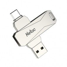 USB3.2 32Gb Netac U782C (NT03U782C-032G-30PN) USB 3.2 Type-A/Type-C (5 Гбит/сек), раскладной корпус, металл, скорость 110/30 МБ/с, цвет серебристый