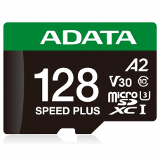 Micro SDXC 128 Gb ADATA SPEED PLUS (UD128GUI3V30A2SP-RA1) (128ГБ, класс 10, UHS-I (класс U3), запись - 140 Мбайт/сек, чтение - 160 Мбайт/сек) RETAIL с адаптером