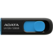 USB3.0 128Gb ADATA UV128 (AUV128-128G-RBE) пластик, выдвижной разъем, черный/голубой