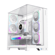 Корпус MicroATX Без БП GameMax Infinity T20 WH (Куб,Tempered Glass, USB3.0*1+1xTYPE-C(GEN2),Combo Audio, 3x120mm ARGB Fan, VGA MAX 382mm, CPU MAX 160mm, пылевые фильтры) White