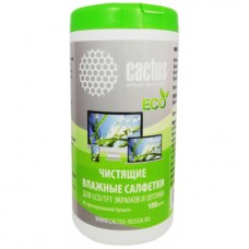 Влажные чистящие салфетки Cactus CS-1001PE для экранов и оптики (туба 100 шт.)